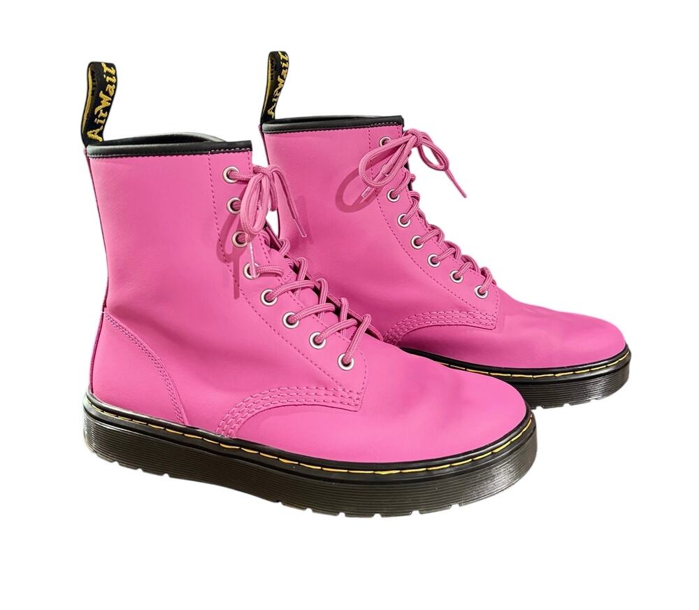 Dr. Martens Zavala Combat Boots Pink Leather Women’s 9 Edgy Moto Y2K Pop Punk